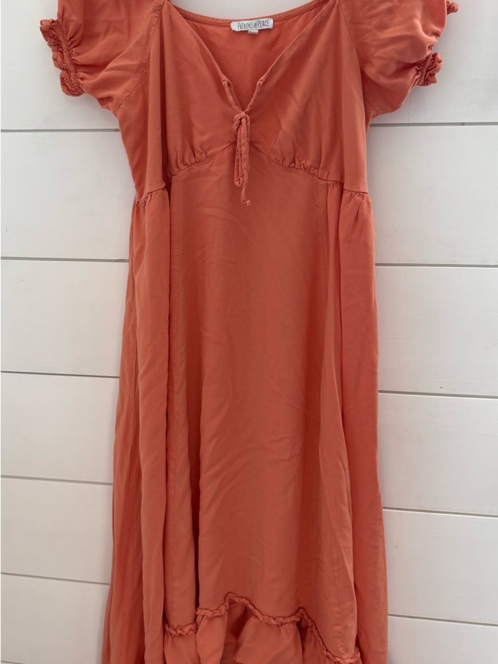 Patrons of Peace Coral Tie-Front Maxi Dress